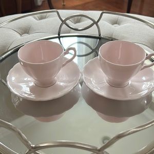Tuscan Bone China Pink Teacups Set of 2 smaller teacups